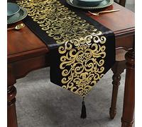 Handmade Simple Table Runners Damask Table Runner Christmas Embroidered Flowers Table Runner Antique Gold Christmas Table Runner With Tassels Rectangular Table Runners Chair Wedding Party Table Holida