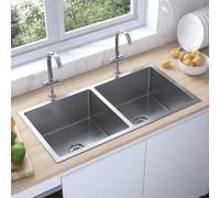 vidaXL Handmade Kitchen Sink Stainless Steel Plumbing Utility Waste Basin