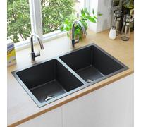vidaXL Handmade Kitchen Sink Black Stainless Steel Under-mount Kitchen Basin