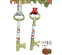 Handmade Snowman & Santa Key Ornament, Hand-Painted Antique Metal Christmas Ornament, Unique Vintage Santas Claus Magic Keys for No Chimney Entry Houses, Xmas Tree Hanging Decor Gift(2pcs-a)