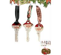 Handmade Snowman & Santa Key Ornament, Hand-Painted Antique Metal Christmas Ornament, Unique Vintage Santas Claus Magic Keys for No Chimney Entry Houses, Xmas Tree Hanging Decor Gift(3pcs)