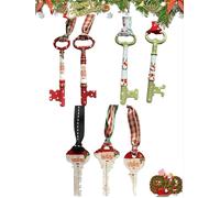 Handmade Snowman & Santa Key Ornament, Hand-Painted Antique Metal Christmas Ornament, Unique Vintage Santas Claus Magic Keys for No Chimney Entry Houses, Xmas Tree Hanging Decor Gift(7pcs)