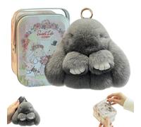Handmade Soft Bunny Charms Boxed Edition, 2024 Newest Bunny Keychain Plush, Cute Rabbit Bag Charm With Exquisite Box, Fluffy Keyring for Women and Men (E)