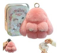 Handmade Soft Bunny Charms Boxed Edition, 2024 Newest Bunny Keychain Plush, Cute Rabbit Bag Charm With Exquisite Box, Fluffy Keyring for Women and Men (H)