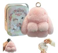 Handmade Soft Bunny Charms Boxed Edition, 2024 Newest Bunny Keychain Plush, Cute Rabbit Bag Charm With Exquisite Box, Fluffy Keyring for Women and Men (I)