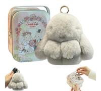 Handmade Soft Bunny Charms Boxed Edition, 2024 Newest Bunny Keychain Plush, Cute Rabbit Bag Charm With Exquisite Box, Fluffy Keyring for Women and Men (D)