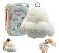Handmade Soft Bunny Charms Boxed Edition, 2024 Newest Bunny Keychain Plush, Cute Rabbit Bag Charm With Exquisite Box, Fluffy Keyring for Women and Men (P)