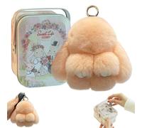 Handmade Soft Bunny Charms Boxed Edition, 2024 Newest Bunny Keychain Plush, Cute Rabbit Bag Charm With Exquisite Box, Fluffy Keyring for Women and Men (J)