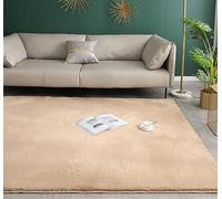 Handmade Soft White Cotton Area Rug Large 140x200 cm for Living Room Kitchen Bedroom & Hallway Short Pile Machine Washable Elegant Camel Decor