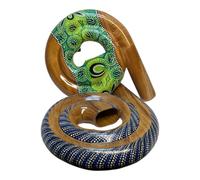 Handmade Spiral Travel Didgeridoo - Fair Trade Hand-Carved Mangowood - Compact 28cm Circular Design with Unique Hand-Painted Dot Art - Authentic Professional Sound by Artisan Nanang