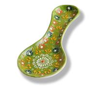 Handmade Spoon Rest, Ceramic Spoon Rest for Stove Top, 10" Spoon Rest for Kitchen Counter, Dishwasher Safe Spoon Holder for Stove, Housewarming Gifts Utensil Rest, Colorful Spoon Rests (Lime Green)