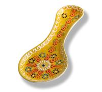 Handmade Spoon Rest, Ceramic Spoon Rest for Stove Top, 10" Spoon Rest for Kitchen Counter, Dishwasher Safe Spoon Holder for Stove, Housewarming Gifts Utensil Rest, Colorful Spoon Rests (Honey Yellow)
