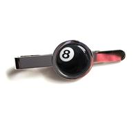 Handmade Sports Inspired - 8 Ball Pool Themed - Silver Plated Round Tie Pin Slide - Gift Boxed