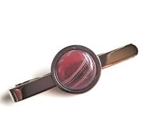 Handmade Sports Inspired - Cricket Ball Themed - Silver Plated Tie Pin Slide - Gift Boxed