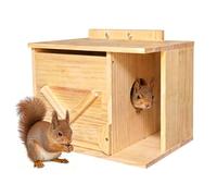 Handmade Squirrel House with Covered Porch - Safe-Entry Solid Wood Nesting Box for Squirrels & Chipmunks | Easy Mounting Kit for Backyard, Tree, or Fence