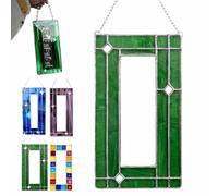 Handmade Stained Glass Photobooth Frame, Rainbow Photo Booth Strips Geometric Border, Vertical Hanging Photo Strip Frame, Copper Foil Glass Picture Frame Hanging Wall Art Display for Memories (04)
