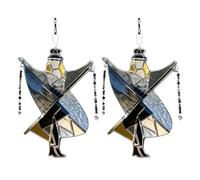 Handmade Stained Glass Spinner - 2 Pack Dancing Pattern Stained Glass Melody Wind Spinners | Kinetics Acrylic Hanging Ornament | Colorful Artistic Wind Driven Decor Sunlight Catcher for Window