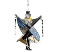Handmade Stained Glass Spinner | Dancing King Pattern Acrylic Wind Spinner Hanging Decor | Twirl It Melody Spinners Garden Ornament for Window Indoor Art Decoration