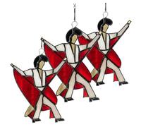 Handmade Stained Glass Spinners, Dancing Pattern for Stained Glass Spinner The Memphis Melody, Kinetic Acrylic Wind Spinner, Sun Catchers Indoor Window, Garden, Patio Porch Decor(A*3pcs)