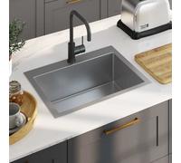vidaXL Handmade Kitchen Sink Stainless Steel Plumbing Fixture Utility Basin