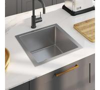 vidaXL Handmade Kitchen Sink with Strainer Black Stainless Steel