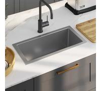 vidaXL Handmade Kitchen Sink Stainless Steel Plumbing Utility Waste Basin