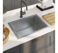 vidaXL Handmade Kitchen Sink Black Stainless Steel Under-mount Kitchen Basin