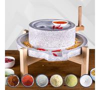 Handmade Stone Mill Grinder - 30x40cm, Hand Crank Wet & Dry Grain, Bean, Se, Sesame Seed er, Easy to Clean Wooden e, Perfect for Home Use