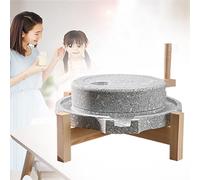 Handmade Stone Mill Grinder with Wooden e, Manual Powder Pulverizer for Barley Spice Corn, Deep Grinding Teeth for Efficient Milling (25x35cm (9 7/8" x13 3/4"))