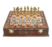 Handmade Storage Chess Set with Greek Mythology Pegasus Pieces | 12 Inch (30 Cm) | Historical Die Cast Metal Chessmen & Solid Wood Board…