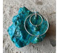 Handmade Stories Chrysocolla and silver 950 triple stone earrings