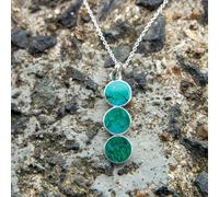 Handmade Stories Three circles Chrysocolla and silver 950 necklace