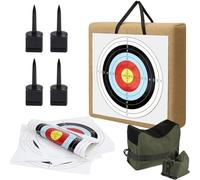 Handmade Straw Archery Target, Multifunctional Tactical Shooting Target, 60x60cm, 30cm Thick, 100 Target Papers, 4 Nails and 1 Support Pad(40 * 40 * 24cm)