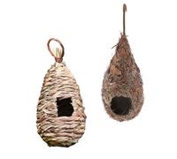 Handmade Straw Bird Nest House Hatch Breeding Grass Cave Water Drop 2x Eco Friendly Bird Hut for Parrots Birds Garden Decor