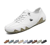 Handmade Suede High Boots - Outdoor Unisex beck Shoes Explorer Waterproof Lightweight Chukka Boots Non-Slip Breathable Casual Sneakers for Walking Hiking Camping & Driving(White low top,48 EU)