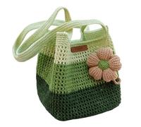 Handmade Summer Purses and Handbags for Women, Knitted Straw Summer Purse Shoulder Bags (A)