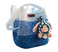 Handmade Summer Purses and Handbags for Women, Knitted Straw Summer Purse Shoulder Bags (D)
