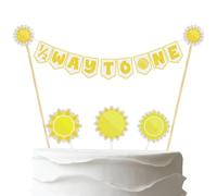 Handmade Sun 1/2 Way To One Cake Topper,Pre-Strung Sunshine Half Birthday Cake Decor, Half Trip Around The Sun Happy 1/2 Birthday 6 Months Birthday Party Supplies