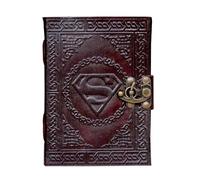 Handmade Superman Sign Embossed Leather Journal Notebook Unlined Paper, Brown Diary Notepad Gift Travel Notebook Journal , Sister Mom Gifts For Her College Gifts , Gratitude Present Unique Gifts