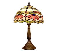 Handmade Table Lamp,E27 Retro Tiffany Style Glass Lampshade D12 H19 Reading Lamp Lighting Desk Office Decoration Night Light,Alloy Base(30×48cm)