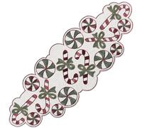 Handmade Table Runner 36 Inches Candy Embroidery Beaded Table Runner for Tabletop - Home Décor Mat for Wedding Party Baby Shower Family Gathering - Red/Green/White