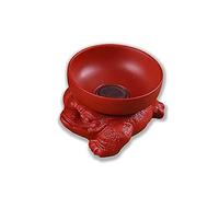 Handmade Tea Leak Rack, Purple Chinese Yixing Toad Tea Maker, Zisha Kung fu Tea Pet Ceramic Purple Tea Strainer, Tea Set Accessories (Red)