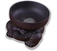 Handmade Tea Leak Rack, Purple Chinese Yixing Toad Tea Maker, Zisha Kung fu Tea Pet Ceramic Purple Tea Strainer, Tea Set Accessories (Black)