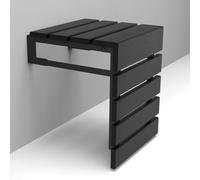 Handmade Teak Wood Wall Mounted Folding Shower Seat, Bathroom Stool for Elderly, Disabled, Pregnant, and Handicapped, Water-Resistant Folding Outdoor Bench (Black)