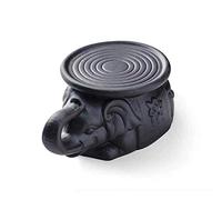 Handmade Teapot Pad, Chinese Yixing Elephant Teapot Holder, Zisha Kung Fu Ceramic Purple Sand Tea Pet, Tea Tray Decor Tea Set (Black)