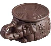 Handmade Teapot Pad, Chinese Yixing Elephant Teapot Holder, Zisha Kung Fu Ceramic Purple Sand Tea Pet, Tea Tray Decor Tea Set (Purple)