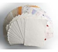 Handmade Thin Mulberry Paper Sheets Mixed Color and Natural Textured Fiber, for Scrapbooking, Crafts, Origami, Decoupage, Mixed Media & Wedding (50 Sheets A4+20 Deckled Edge A4)