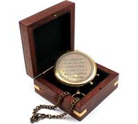 Handmade Thoreau's Go Confidently Quote Engraved Compass with Wooden Box, Graduation Pocket Compass, Nautical Gift for Explorers,