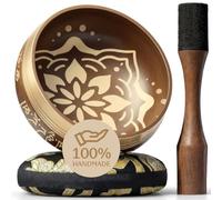 Handmade Tibetan Etched Singing Bowl Set - Sound Bowl & Meditation Bowl with Cushion, Mallet & Guide - Mindfulness Gift Ideas - Relaxation Instruments - Portable Meditation Kit