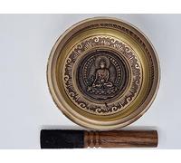 Handmade Tibetan Mantra Stunning Buddha Embossed Carve Singing Bowl, Himalayan Singing Bowl for Meditation, Sound, Peace and Love apporx 15cm/6Inch in Daimeter